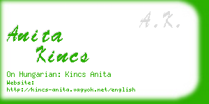 anita kincs business card